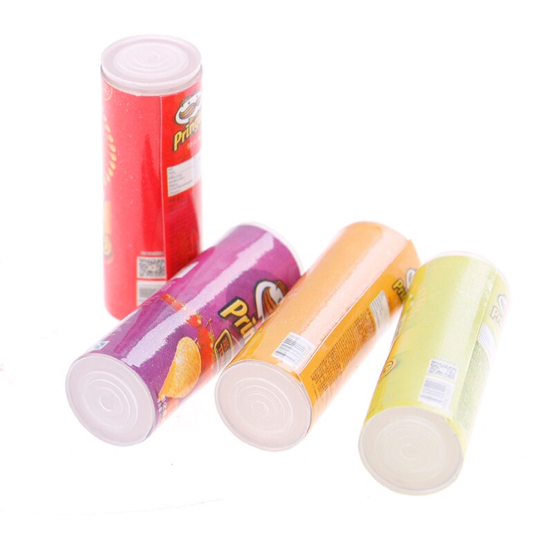 1/12 Cute 4 Bottles Mini Simulation Potat Chips Dollhouse Miniature Kitchen Food For Dolls Doll Toy 100% Brand
