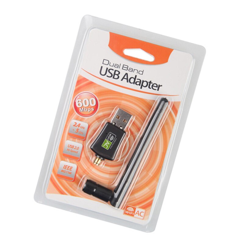 AC600 Usb Wifi Adapter Voor Pc Draadloze Netwerk Dual Band 2.4Ghz/5.8Ghz Hoge Antenne Voor Laptop Desktop windows 10/8/7/Xp/Vista: with Antenna