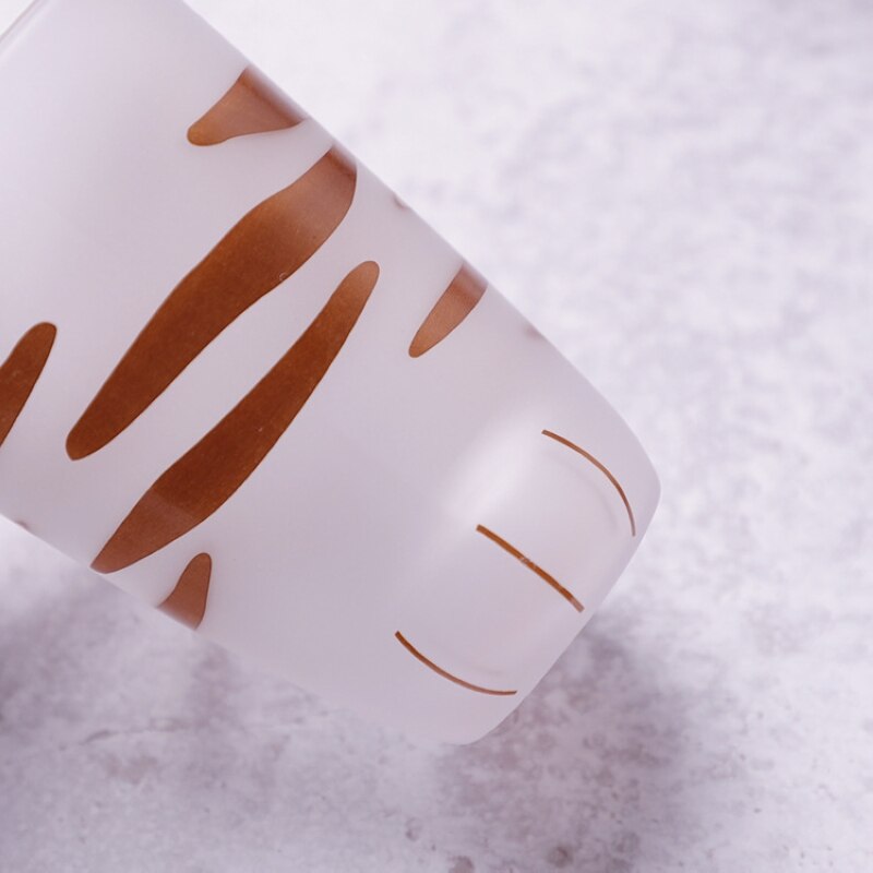 Taza creativa de cristal de leche de 300 ml taza con Gato Tigre patas tazas de café desayuno leche vaso personalidad niños botella de bebida
