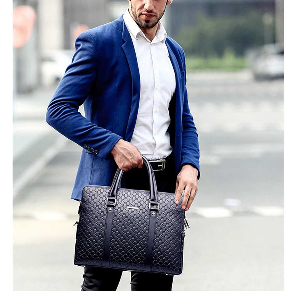 Volasss grande capacidade de couro dos homens maleta de negócios masculino sacos de ombro para o homem bolsas para portátil 15.6 "masculino