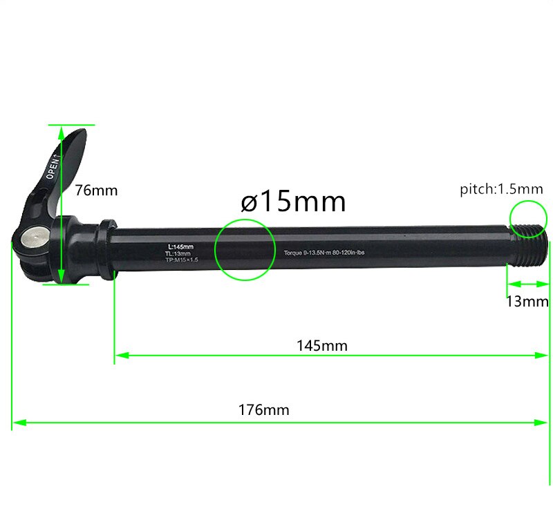 I più recenti spiedini per biciclette MTB con perno passante QR 15mm * 1.5mm a sgancio rapido per Mountain bike in lega di alluminio utilizzano per forcelle con perno passante da 100mm