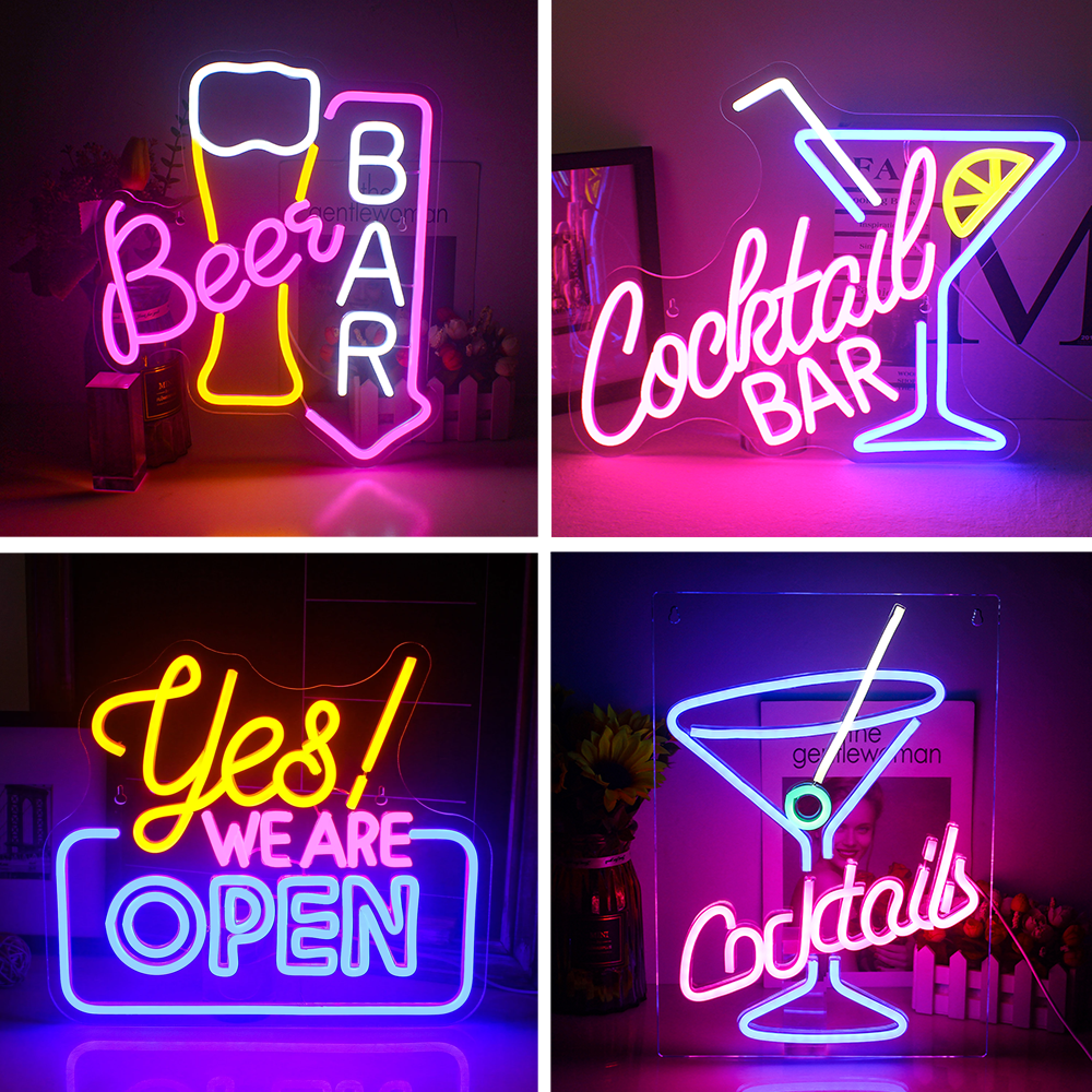 Letrero de neón para Bar de cerveza, luces Led de neón para decoración de pared, letreros iluminados para Bar en casa, carrito, restaurante, cueva, Bistro, Club, decoración de