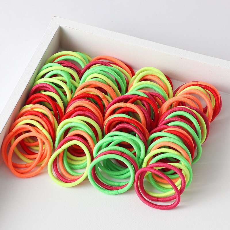 Cintas para el pelo de Color caramelo para niña, accesorios para el cabello elásticos, soporte para cola de caballo, tocado de goma, adornos coreanos para niños, 100 Uds.: style-8