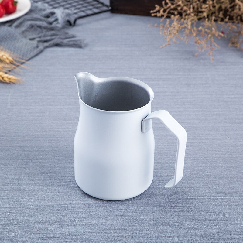 Pitcher Stainless Steel Water Pitcher Frothing Pitcher Jug Espresso for Coffee Moka Cappuccino Latte Drinks Barista: 501-600ml / White