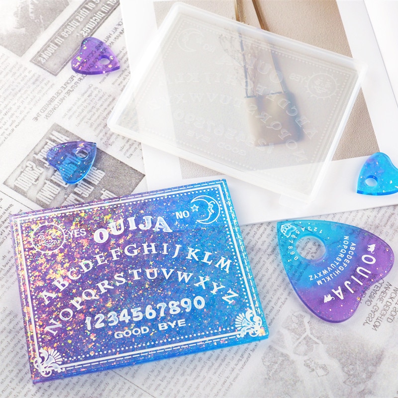 Neue DIY gotisch Ouija Herz Anhänger Silikon Harz Gießen Formen Keychain Halskette bilden Schmuck Machen Werkzeuge Kunst Handwerk