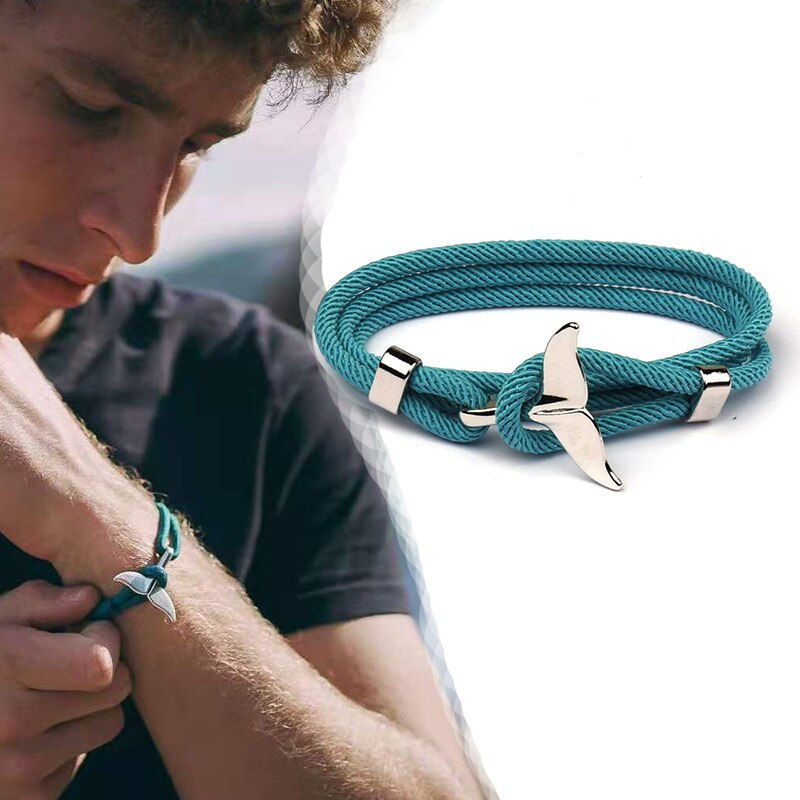 Wal Schwanz Armbinde Handgemachte Seil Armbänder Für Frauen Pulseras Schmuck Einstellbare Charme Bracciali Donna Anker Männer Zubehör