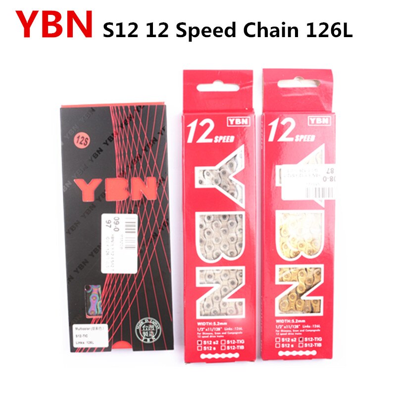 YBN-Cadena de eje sólido para bicicleta de montaña, 12 velocidades, S12, TIG, TIC, S2, 126L, caja Original