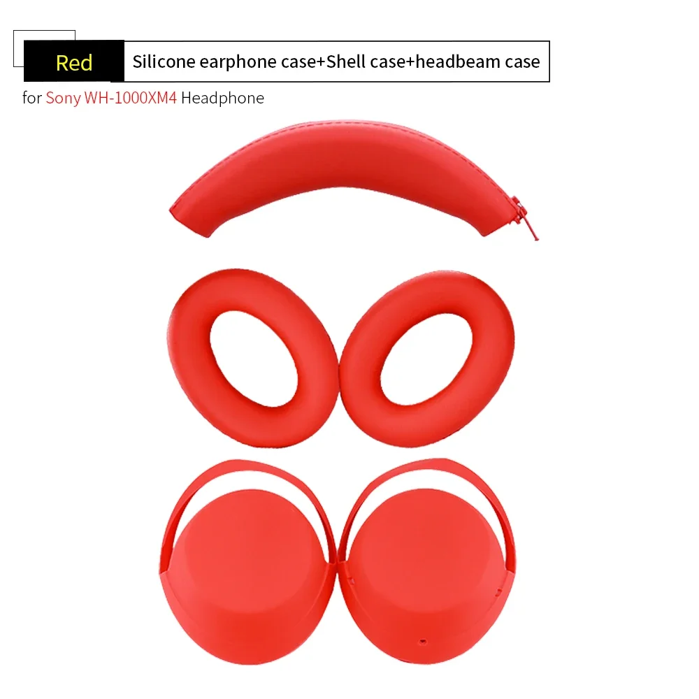 Funda protectora de silicona suave para auriculares Sony WH-1000XM3/4, funda protectora de auriculares de: Rojo