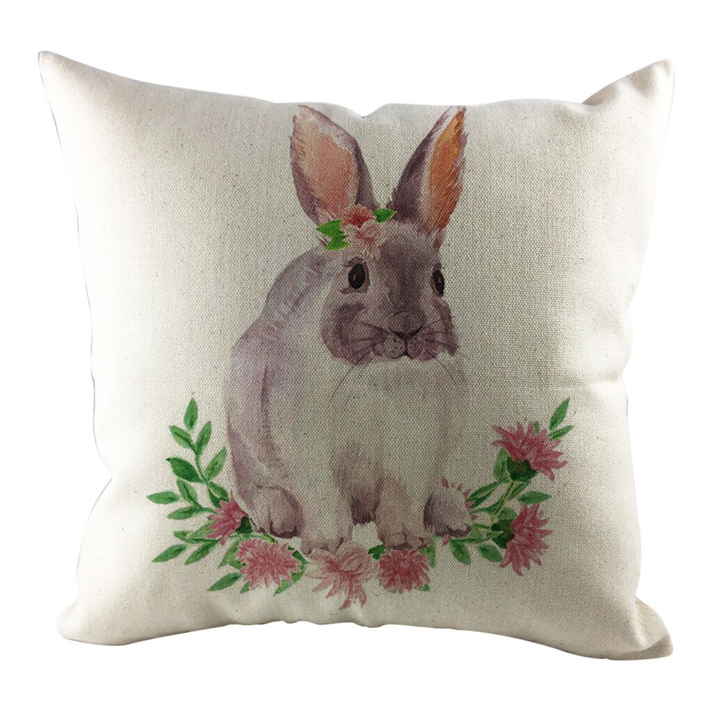 1 Stuks Easter Bunny Print Kussensloop Woonkamer Sofa Decoratie Kussen Wasbare Bibliotheek Cafe Vierkante Kussensloop