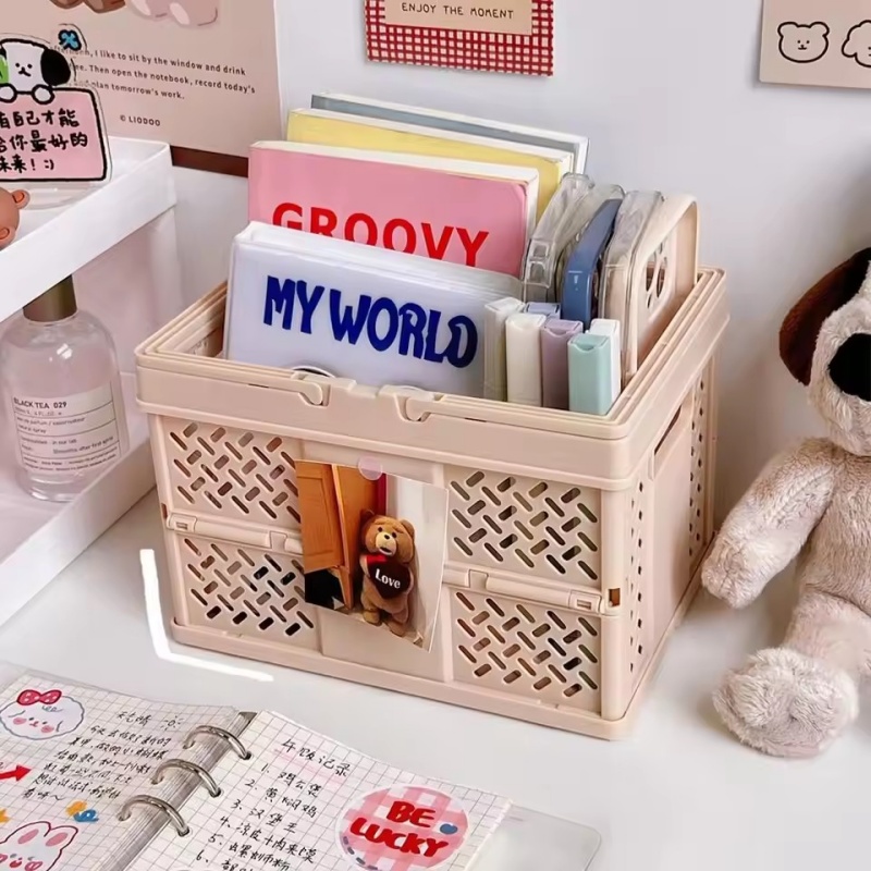 Panier de rangement Pastel pliable, grande boîte de rangement pliable avec poignée pour la cuisine, le salon et l'organisation du bureau, 1 pièce