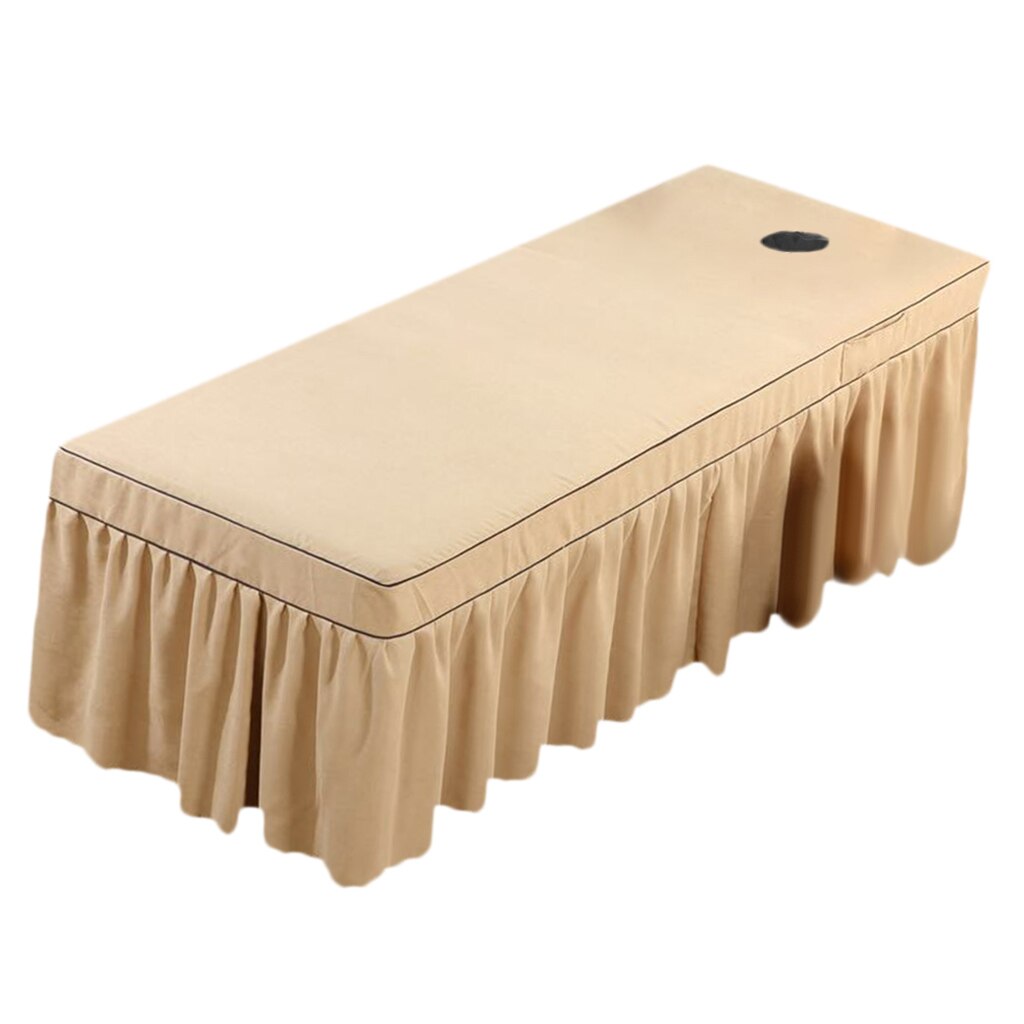 Schoonheid Gezicht Bed Cover Massage Tafel Rok Katoen Volant Vel Voor Vierkante Kop Cosmetische Bedden Met Gat 75X31inch Beauty Massage: Apricot 70x190cm