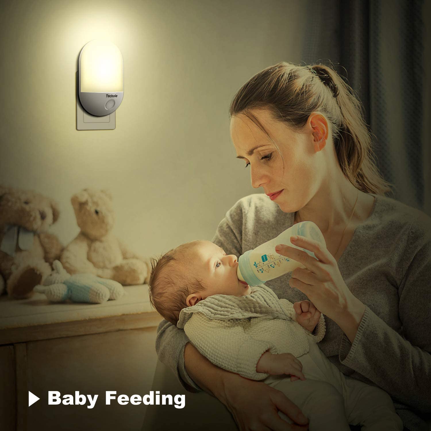 Techole LED Night Light, Night Light Plug in Wall with Dusk to Dawn Photocell Sensor, Plug in Night Light for Baby, Kids