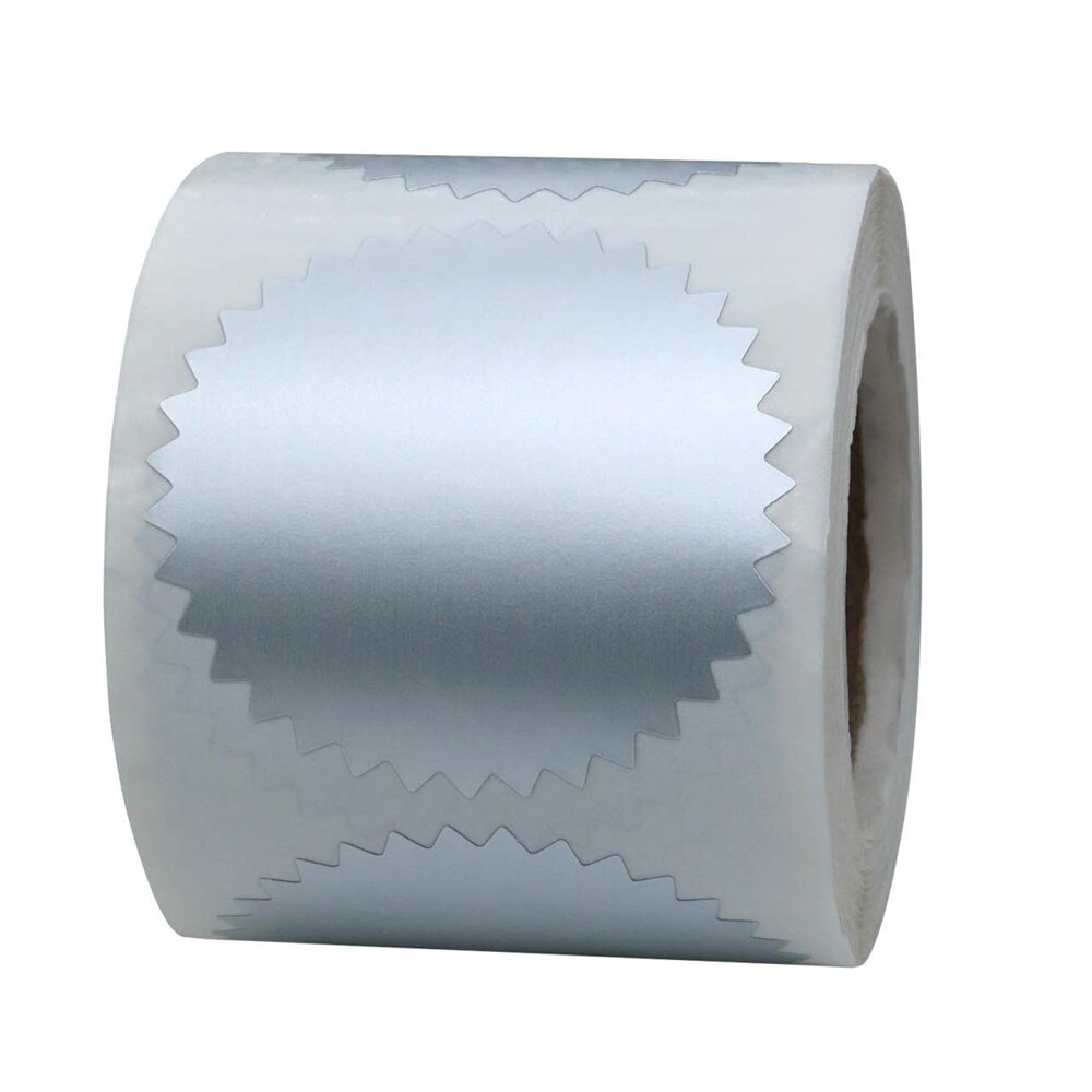 Gold Foil 2“ Award Self-Adhesive Sealing Sticker Silver Foil Certificate Label Seal Making Paper Shiny Bank Labels 500pcs: Silver