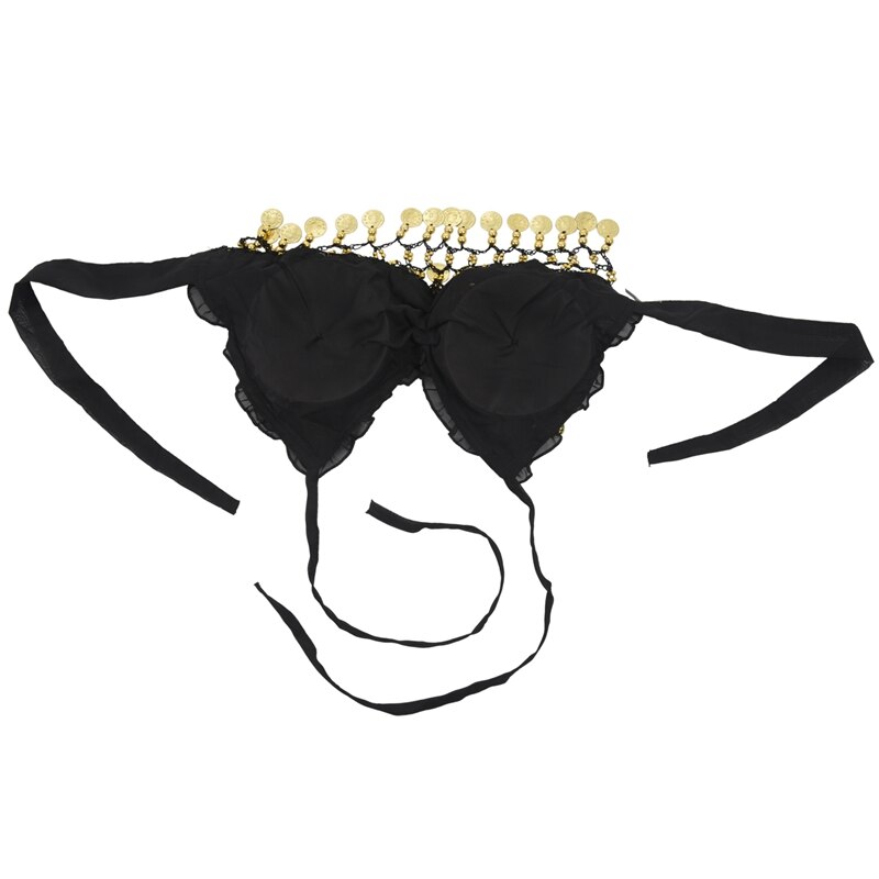 Sexy Kant Geplooid Chiffon Coin Buikdans Beha Top Kostuum