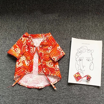 Japan Kimono Shirt for Dogs Puppy Shirt Shiba Inu Summer T-shirt Pet Dog Clothes Bulldog Pets Clothing Costume GZC06: Red / XL