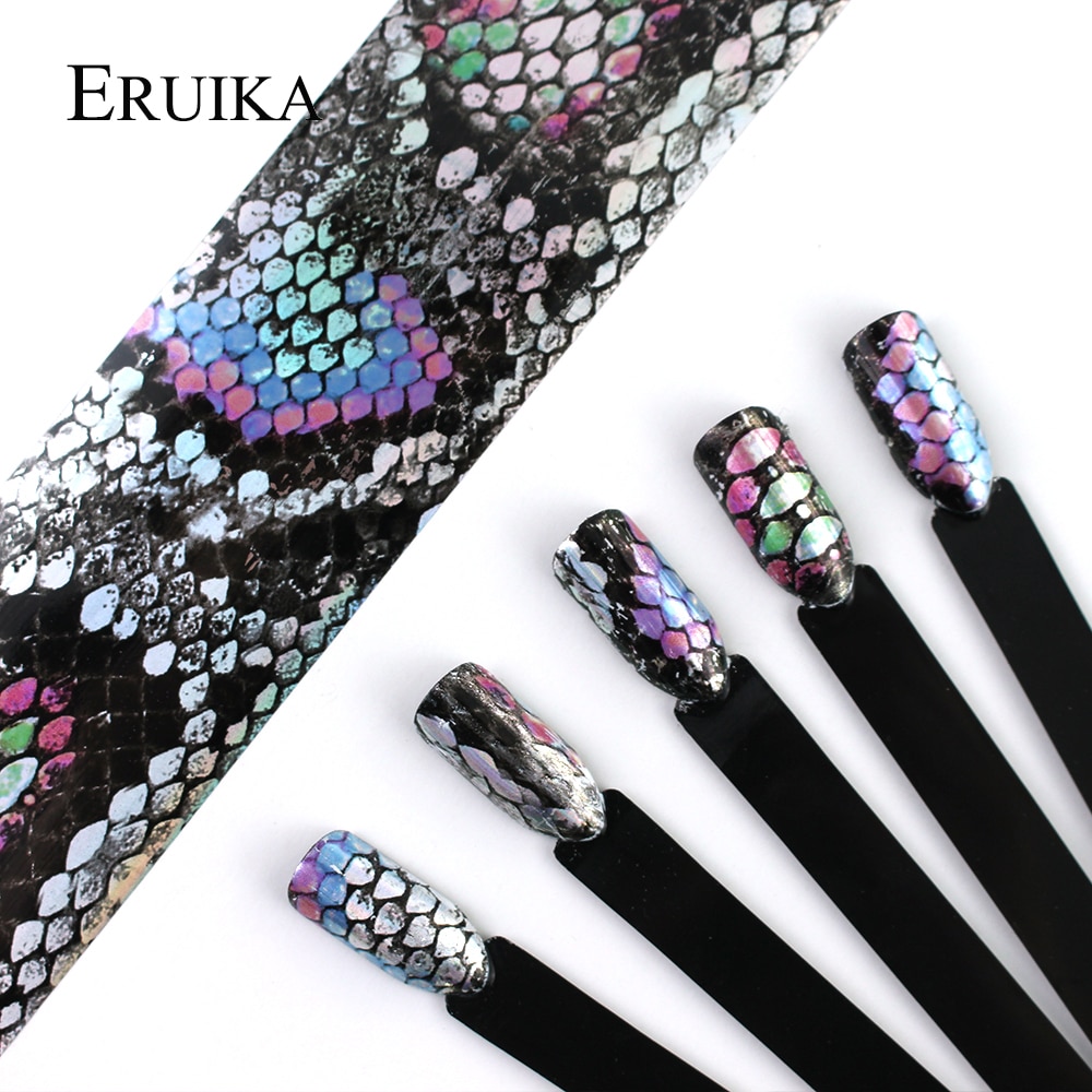 ERUIKA 16 stks/set Snake Nail Folies 20*4 cm Holo Nail Art Transfer Sticke Holografische Decals Manicure Decoratie