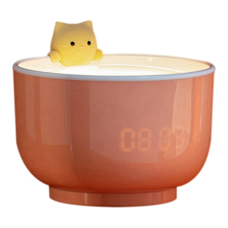 Alarm Light, Three Levels of Light Can Be Adjusted Freely. Cartoon Cat Alarm Clock Light for Girls, Bedroom: Pink