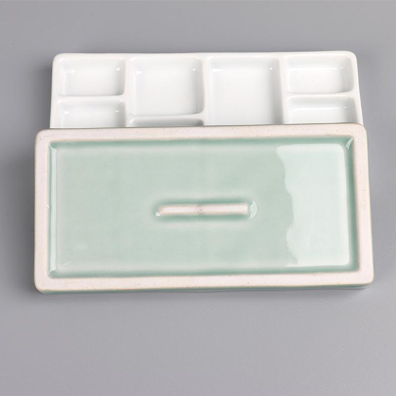 Chinese Keramische Kleurenpalet Rechthoek Controles Schilderen Schotel Plaat Kom Schilderen Leveringen Accessoires