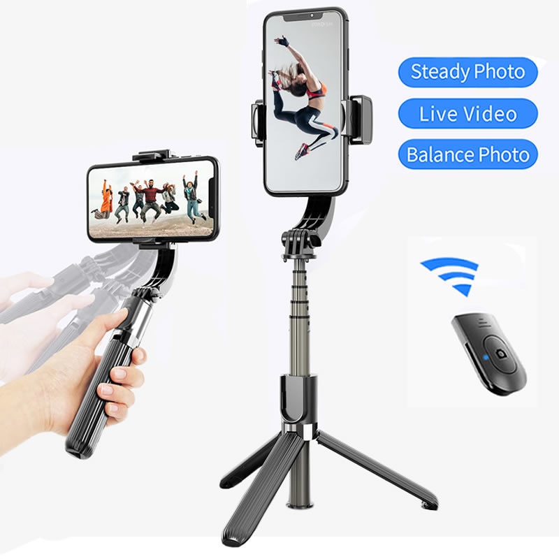 L08 håndholdt greb stabilisator stativ 3 in 1 selfie stick håndtag fjernbetjening selfie stativ til alle smartphones mini stativer