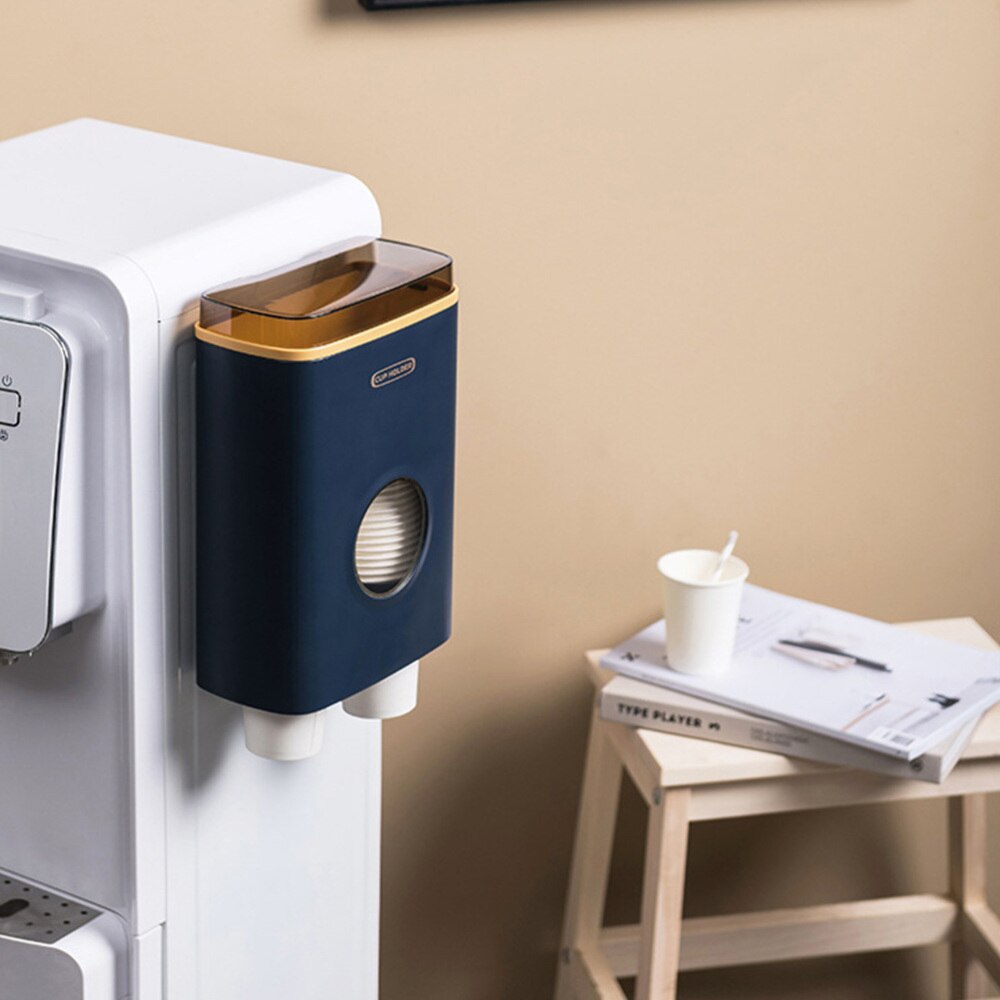 Praktyczny stojak na kubek papierowy dozownik na kubeczki jednorazowe automatyczny uchwyt na kubek na wodę robić domowego biura restauracja (ciemnoniebieski)