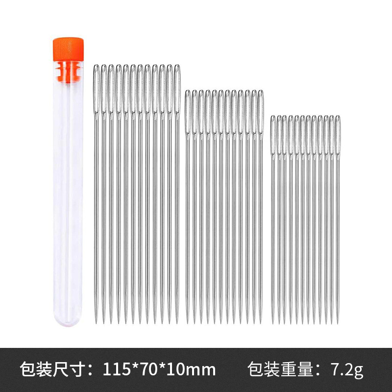 Large Eye Stitching Needles Sewing Needles Handmade Leather Needle Steel Yarn Knitting Needles Sewing Tool Set: Lavender