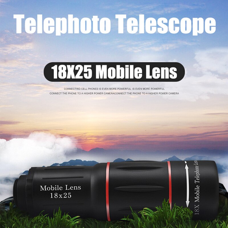 Umfang Teleskop mit Stativ Telefon Clip Professionelle Tele Telefon Kamera Objektiv 18X Monokulare Teleskop Kompakte Versenkbare Zoomen