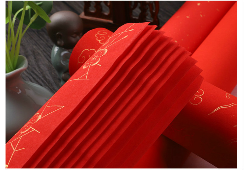 Papier de calligraphie du Festival du printemps chinois, 10 pièces, papier Xuan rouge épais, papier traditionnel du nouvel an chinois