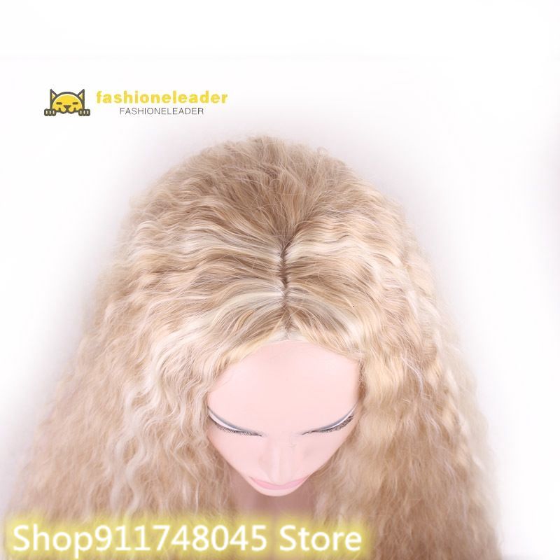 [UNK] FSL [UNK] 70CM Sexy Long Corn Silk Curly Cosplay Central Parting Women Wigs Hair Wig Cmx