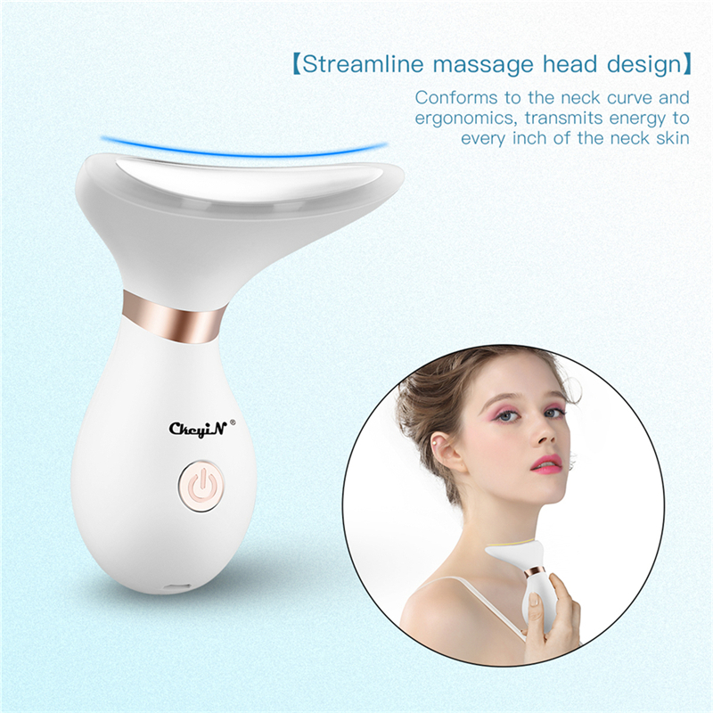 Elektrische Nek Massager Led Foto Therapie Nek Rimpels Verwijderen Lifting Schoonheid Apparaat Draagbare Warme Massage Micro Huidige Machine
