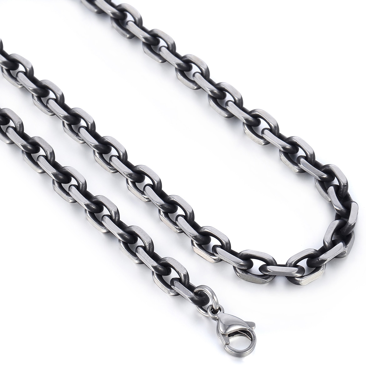 Trendsmax Cut Kabel Link Ketting Jongens Mens Chain Rvs Gunmetal Tone 6mm KKN498