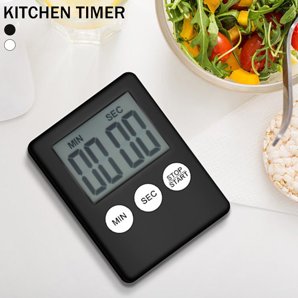 2PC Super Thin Digital Kitchen Timer LCD Digital Display Kitchen Timer Square Countdown Alarm Magnet Clock Stopwatch Clock Timer