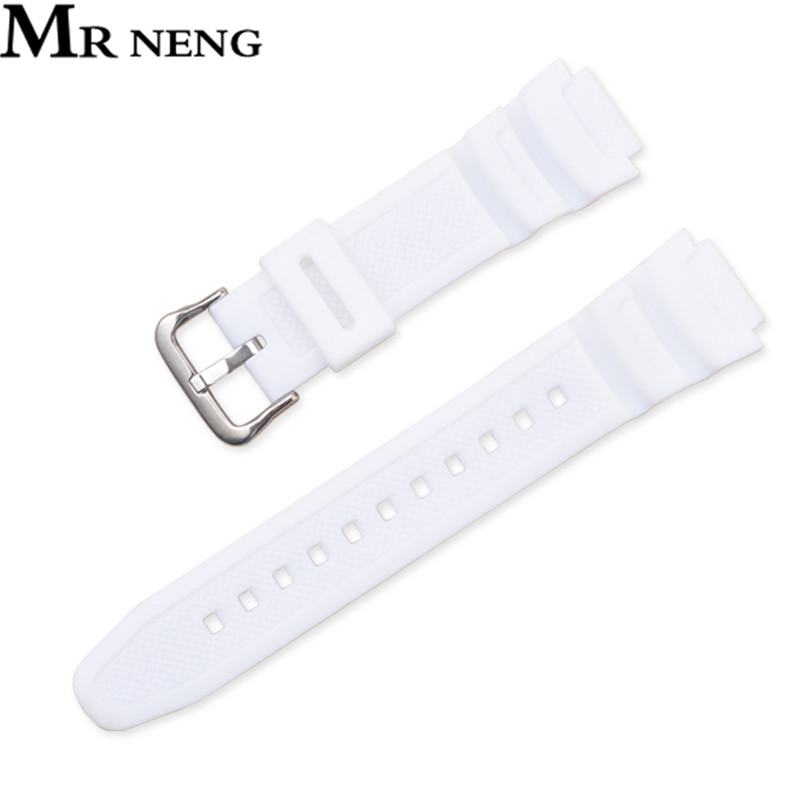 Bracelet En Silicone pour Casio AE-1000w AQ-S810W SGW-400H/SGW-300H Bracelet En Caoutchouc Boucle Ardillon Bracelet Montre Bracelet de Poignet Noir: White  S