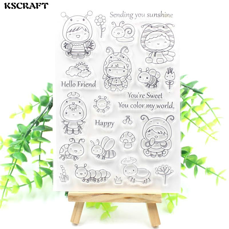 KSCRAFT heureux abeilles printemps à venir Transparent clair Silicone timbres pour bricolage Scrapbooking/fabrication de cartes/enfants décoration fournitures 213
