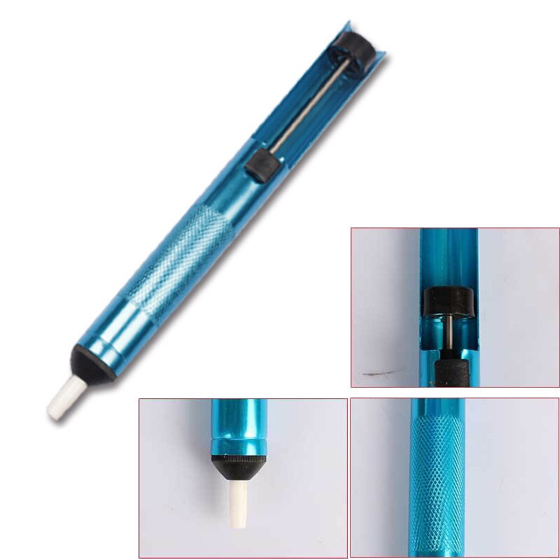 Aluminum Desoldering Metal Solder Sucker Pen Desolder High Efficiency Removal Vacuum Soldering Desolder Hand Welding Tools: Blue
