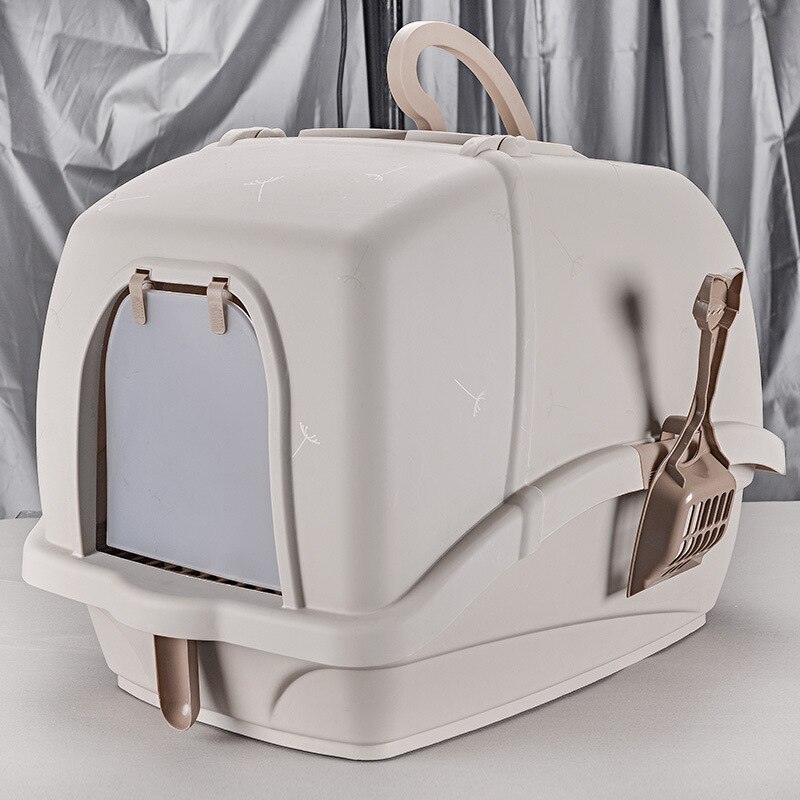 Portable large litter box hooded large space toilet with handle and bucket easy to clean, deodorant and spill-proof