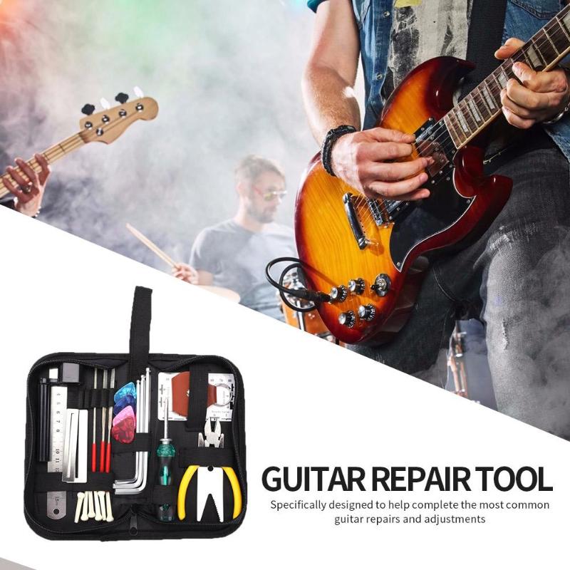 Guitars Repair Maintenance Tool Set Guitar Toolkit with Fret Wrench Measure Kit String Instruments Cleaning Accessories