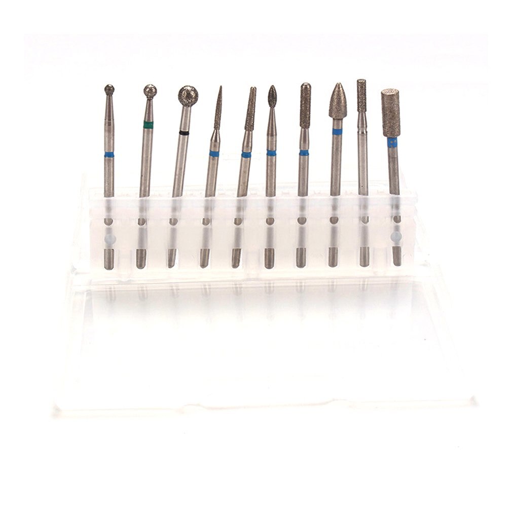 Juego de brocas de limpieza de cutícula de 10 piezas, juego de cabezales de pulido de aleación de acero y tungsteno para manicura rusa: C