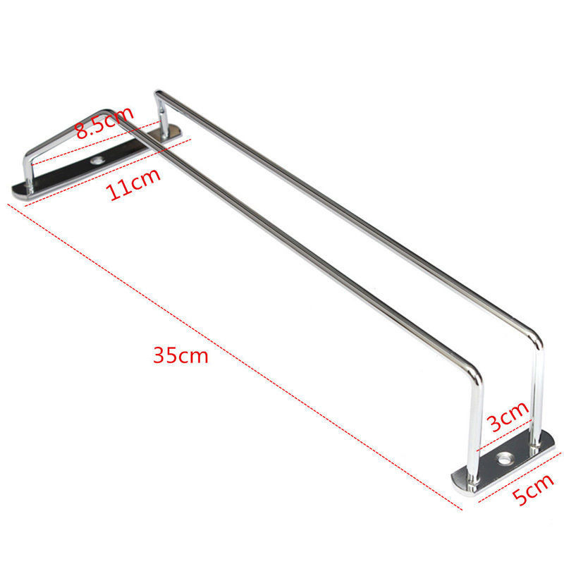 Top 27/35/55cm rustfrit stål vinreol glasholder hængende bar bøjle hylde hjem nyttig: 35mm