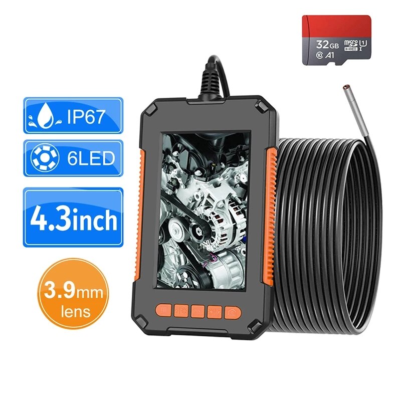 3.9Mm Industriële Endoscoop Camera 1080P Hd 4.3 &quot;Ips Scherm Pijp Afvoer Riool Duct Inspectie Camera IP67 Snake camera Met 32Gb