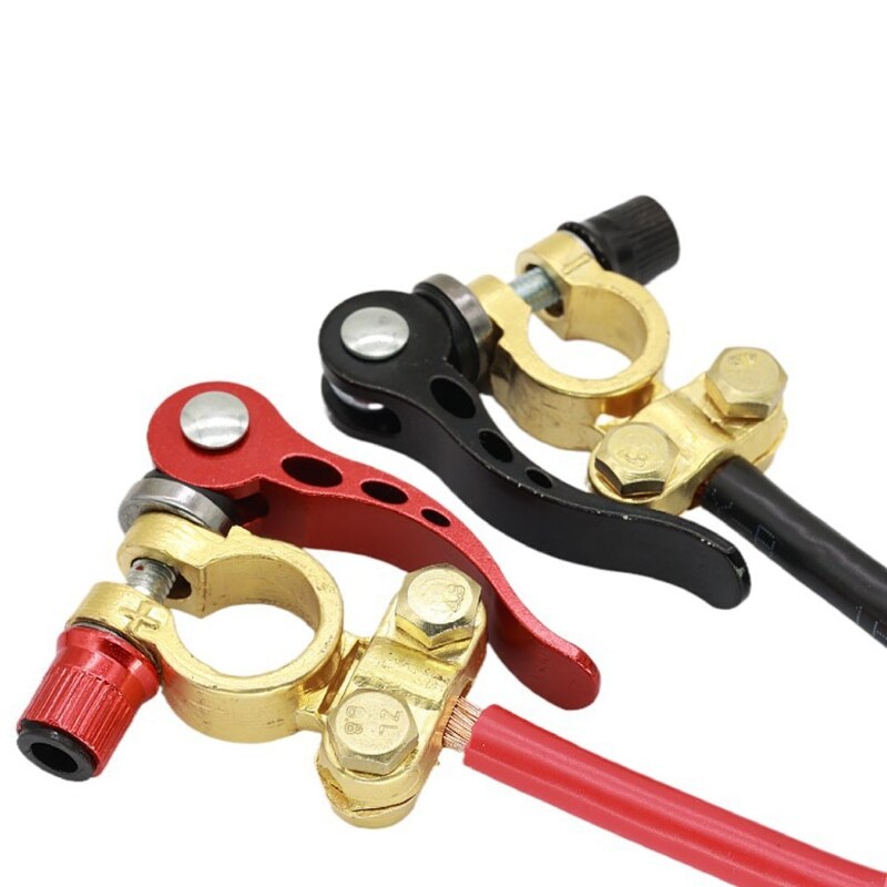 2x Car Battery Terminal Brass Cable Post Terminal Shut-Off Connectors For Car UTV Tractor Battery Protection