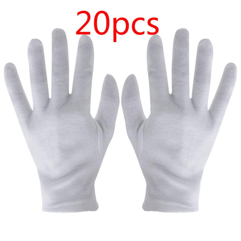 10/20 Pairs White Cotton Work Gloves For Dry Hands Handling Film SPA Gloves Ceremonial Inspection Gloves Car Repair Gloves: 20pair / L