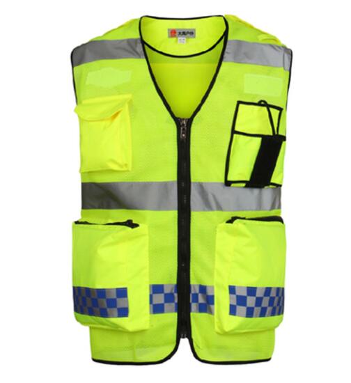 Chalecos de policía señal reflectante de seguridad ropa de trabajo construcción rejilla Chaleco de alta visibilidad chaqueta ropa de seguridad: Verde