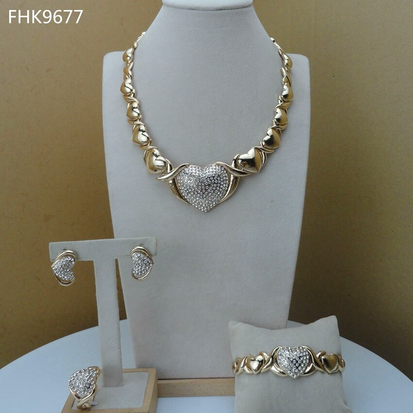 Yuminglai coeur bijoux câlins et baisers bijoux XOXO bijoux pour femmes FHK9677: Design1 Gold