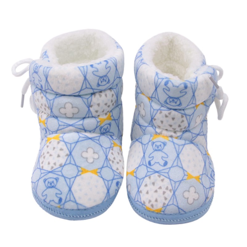 Weixinbuy baby sko baby støvler støvletter pige ffloral print tyk vinter blød spædbarn dreng varm sko 0-18m: L