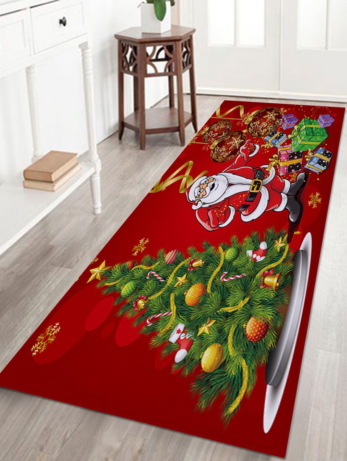 1Pc 3D Kerst Tapijt Kerstman Print Tapijten Waterdichte Flanel Tapijten Pads Thuis Floor Decor: W60cmxL90cm / 3
