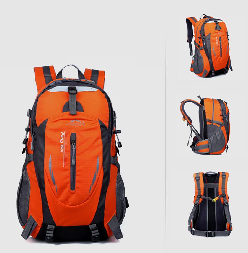 Ryggsäck camping vandring ryggsäck sportväska utomhus resor ryggsäck trekk bergsklättring utrustning 45l män kvinnor: Orange