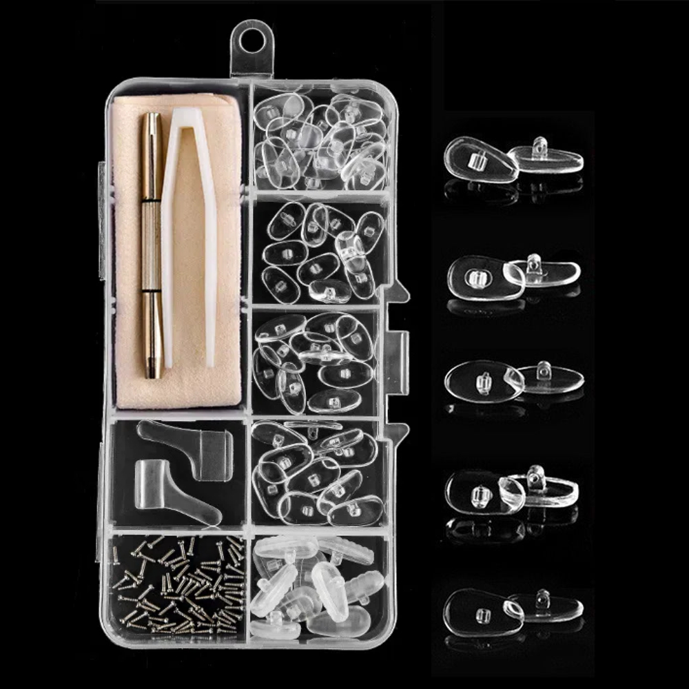 Kit de réparation de lunettes en Silicone, plaquettes nasales antidérapantes remplaçables, Kit de réparation universel et Durable, outils de réparation de lunettes, accessoires de réparation
