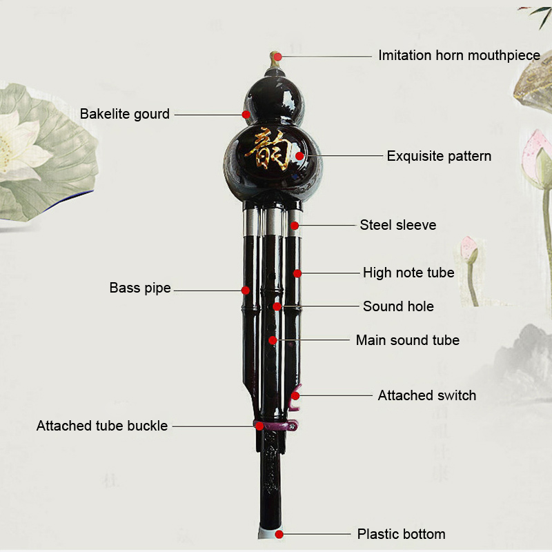 Nieuw Kalebas Cucurbit Fluit Chinese Muziekinstrument Professionele Voor Beginner Muziek Liefhebbers S66