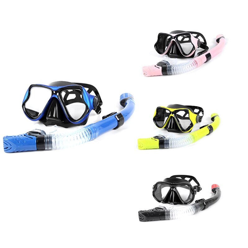 Scuba Diving Mask and Snorkels Anti-Fog Goggles Glasses Diving Swimming Easy Breath Tube Set