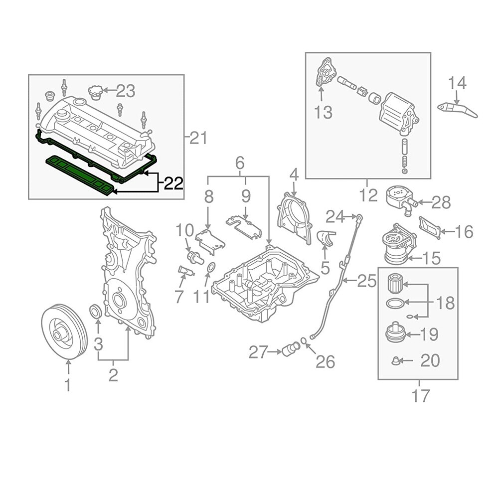 Engine Valve Cover Head Cover Gasket Set Fits for Mazda 3 6 CX-7